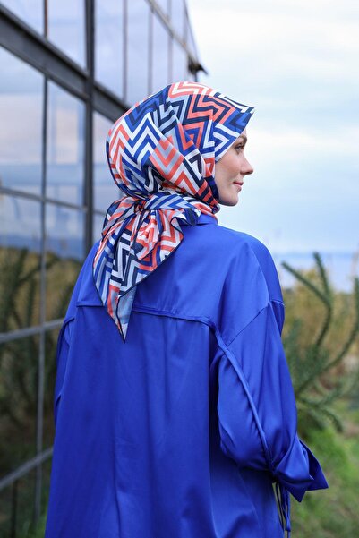 İpekhan LunaLiner Візерунковий м'який шарф помаранчевий темно-синій 1166-01