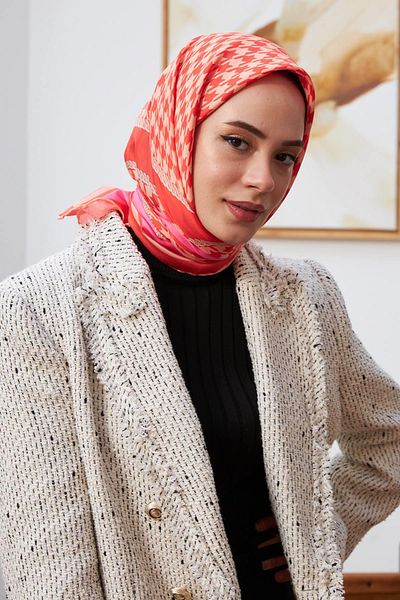 İpekhan Κασκόλ Coral Cotton Viscose Silkman Houndstooth Series 1129-02