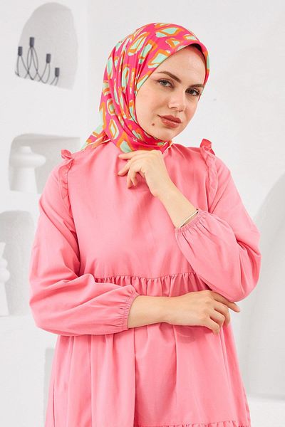 İpekhan Relax Geometric Trapz Μαλακό Κασκόλ Σκούρο Ροζ 1144-04
