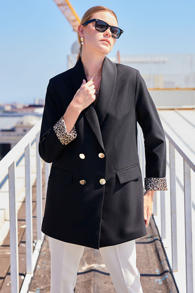 Bigdart 0704 Black Blazer Jacket - Button Detailed