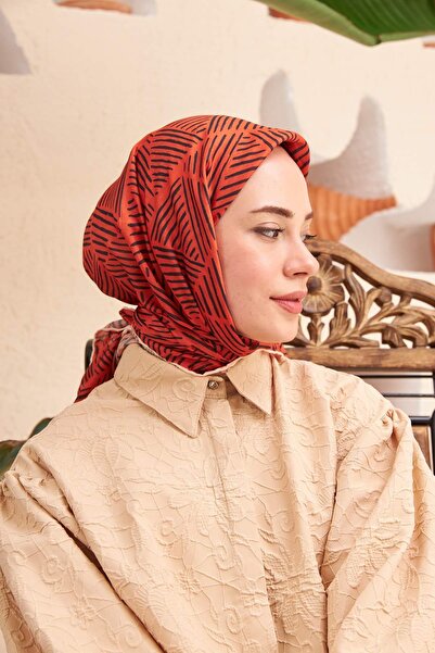 İpekhan Κασκόλ βισκόζης με μοτίβο σε χρώμα τούβλο Ipekhan 1121-07