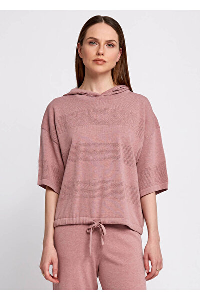 Knitss Tricotaj cu glugă din bumbac organic, liliac