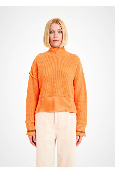 Knitss Oversıze Crop Turuncu Triko