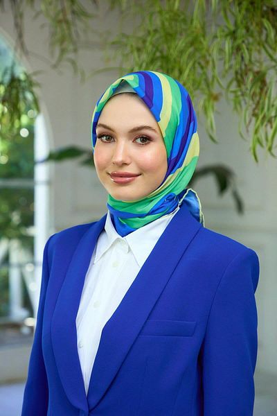 İpekhan Μαλακό κασκόλ Blue Green Summer Shine Collection - 1183-02
