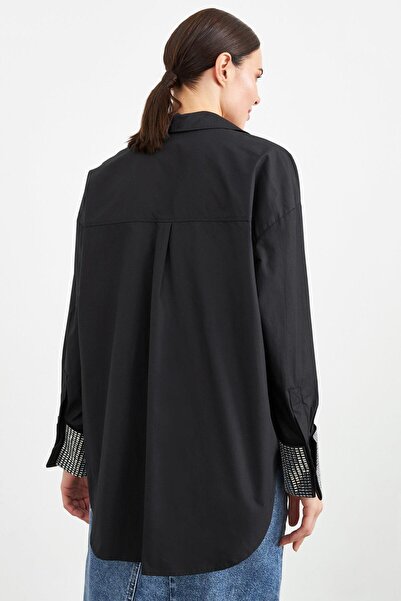 Setre Cămașă cu mânecă lungă suprapusă cu detalii din piatră neagră