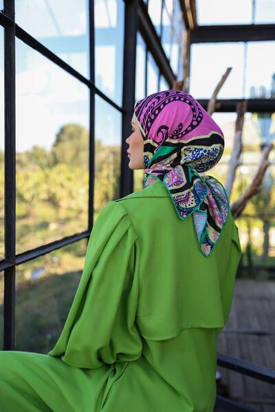 İpekhan Μαλακό κασκόλ Boheme Collection Ροζ Πράσινο 1172-11