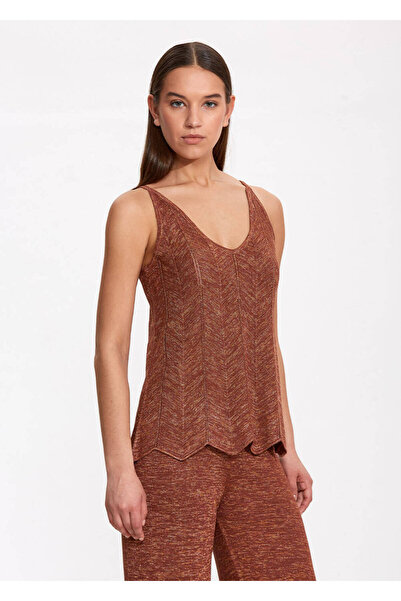 Knitss V-Neck Sleeveless Bronze Knitwear Top