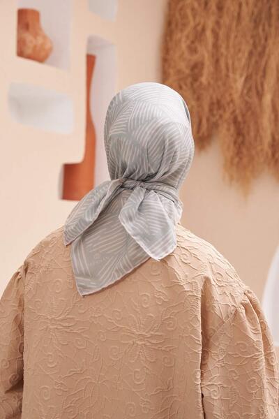 İpekhan Φουλάρι γκρι ριγέ μεταξωτό βισκόζη - βαμβακερό 1121-03