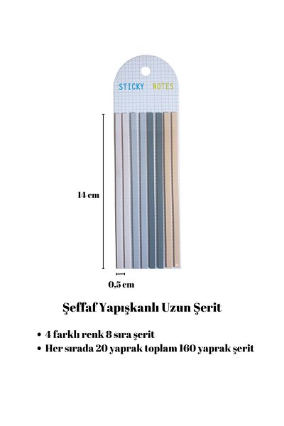 Para Todos Post-It 160 Sheets Sticker - Transparent Colored, Uuzn Stripe, Adhesive Note Paper Bookmark