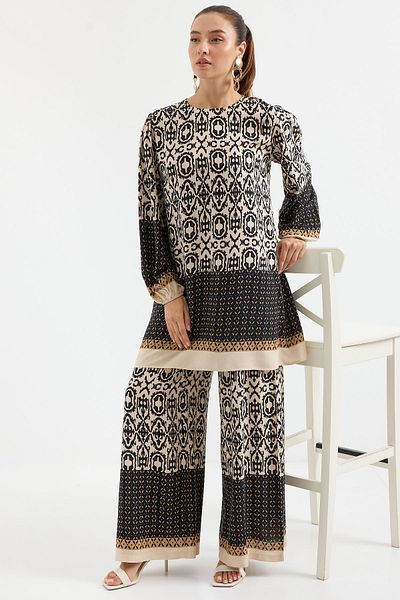 Bigdart Black 6672 Model Women's Patterned Double Suit