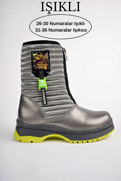 MUGGO Bloom Guaranteed Children's Serrated Insole Fleece Front Zipper Rain and Snow Boots