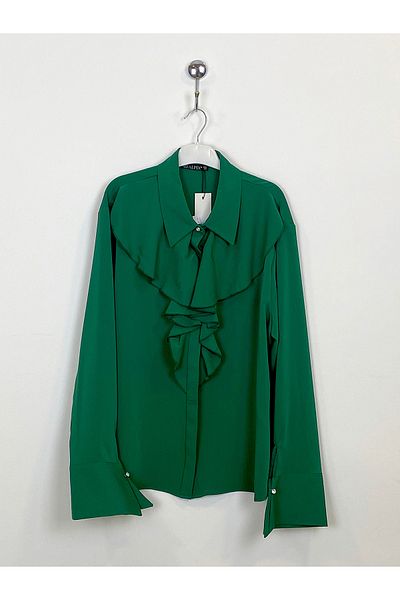 PERA MODA Bluză drapată cu volane în față Cămașă elegantă