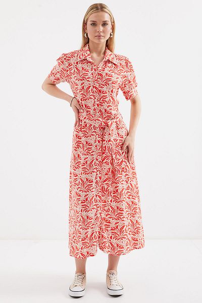 Bigdart 2213 Model Red Viscose Short Sleeve Dress