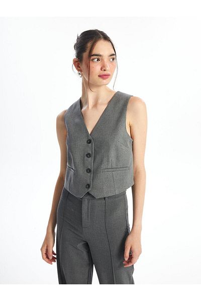 LC Waikiki Xside Women's V-Neck Plain Classic Vest