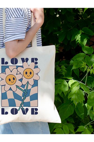 Cemira Papatya Love Design Tote Bag Geantă de stofa