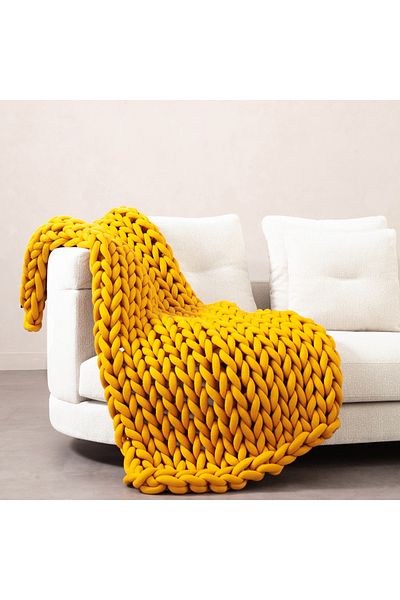 Mudo Home Mustard Abella Sofa Shawl - 120x180