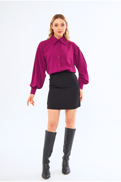 PERA MODA Оверсайз довга блуза-сорочка - рукава-ліхтарики, не просвічується