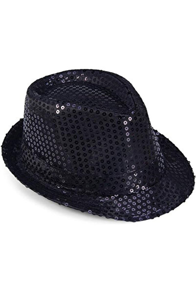 HSDemirci Pălărie neagră cu paiete pentru copii, model 54