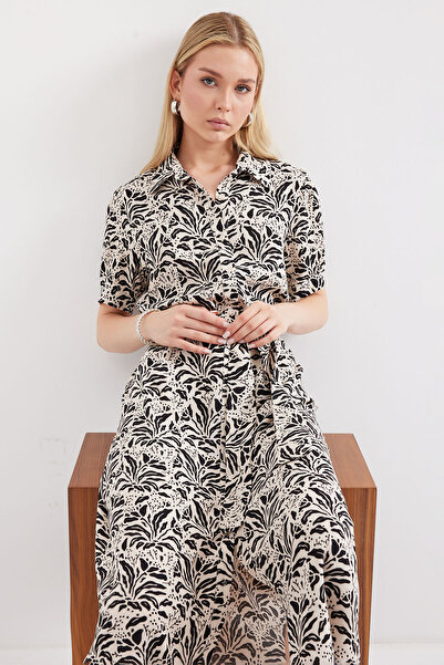 Bigdart 2213 Kısa Kol Viskon Elbise - C.Siyah