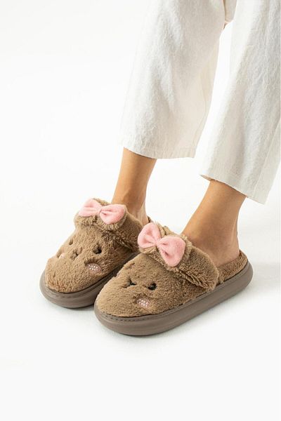 Moda Devrin Mink Rabbit Winter Sandals Slippers Home Balcony Garden Slippers