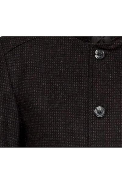 SÜVARİ Ανδρικό παλτό Cavalier Comfortable Fit Dobby Wool Anthracite Judge Collar