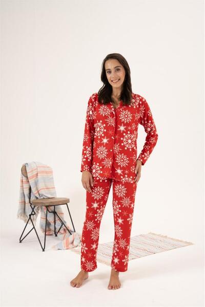 Estiva Uzorak pahulje Na dugmad sprijeda Antilop Set pidžama