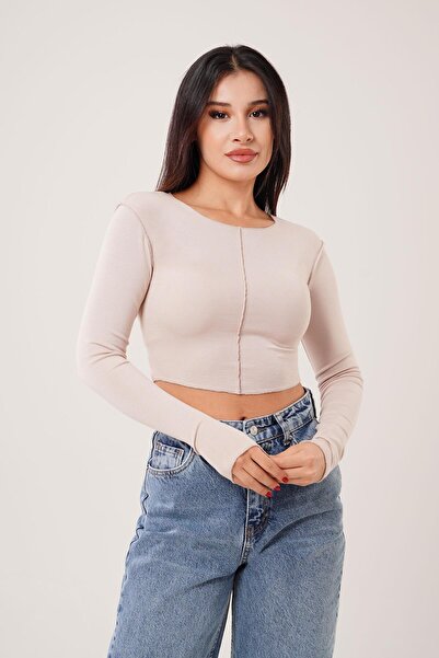 Hipo Trend Блузка Basic бежевого кольору з виворітним швом