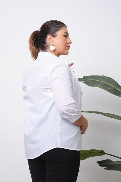 PERA MODA White Cotton Half Sleeve Office Shirt