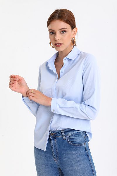 PERA MODA Cămașă clasică din Lycra cu nervuri pentru femei