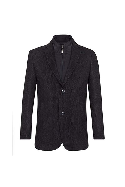 SÜVARİ Γκρι παλτό Slim Fit με μονό γιακά Cavalry