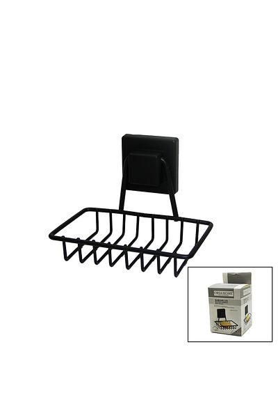Ethab Ticaret Black - Metal Solid Soap Dispenser Square Strong Adhesive 11X12.5X11Cm (4457)