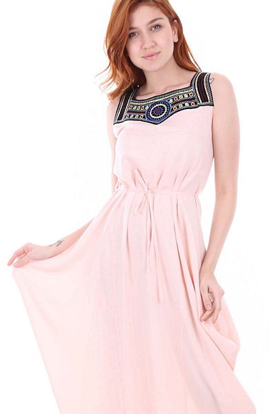 Bigdart 1512 Rochie Brodata Fata - Pudra