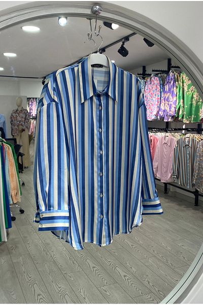 PERA MODA Cămașă de damă oversize cu model din satin - largi