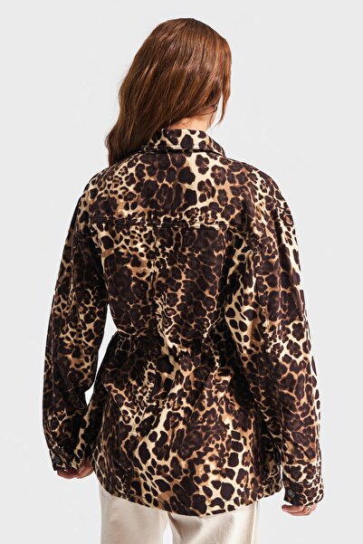 its basic Жіночий леопардовий дизайн з блискавкою Джинсовий тренчкот