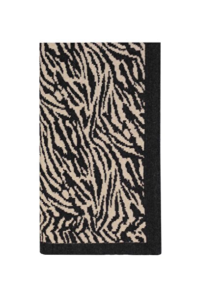 Mısırlı Antrasit Zebra Desenli Battaniye