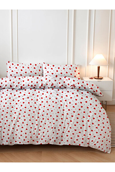 Mira Home Set Pilomă Dublu Inimă Roșie Bumbac 180x200 Cm
