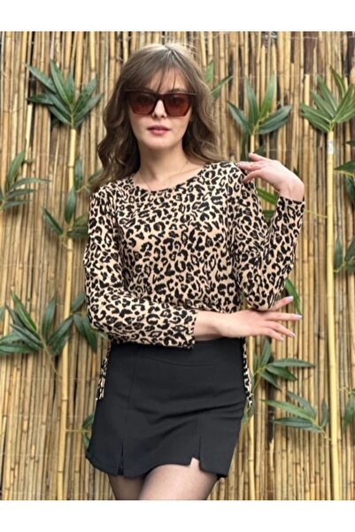 ayakuydur Kadın Leopar Desenli Bluz