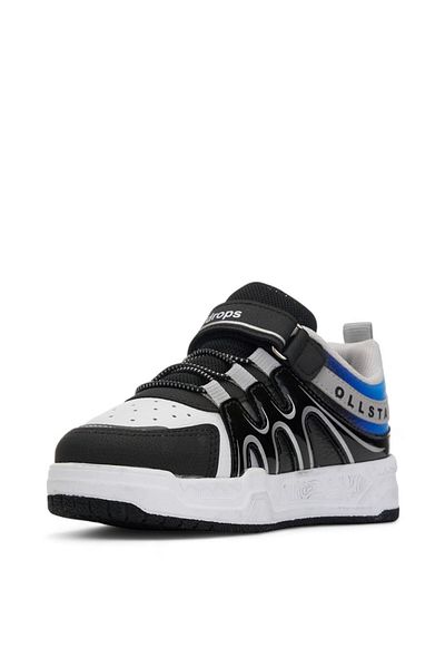 Allyup Pantofi unisex pentru copii - liliac negru, piele lacuita elastica, pantofi sport cu varf oval cu velcro 020