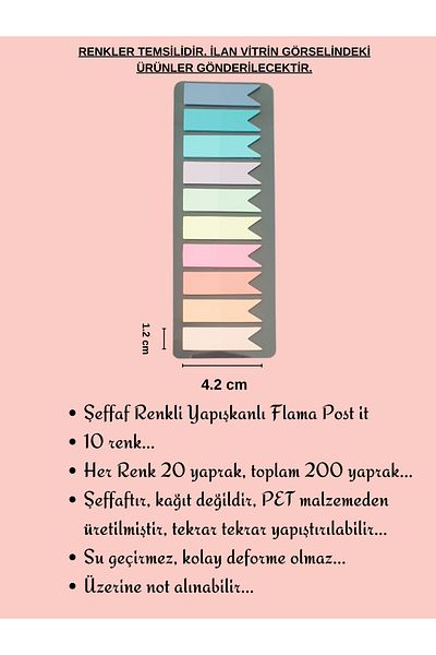 Para Todos Transparent Colored Postit Pennant Post It Adhesive Note Paper Sticker Bookmark Post-It Bookmark