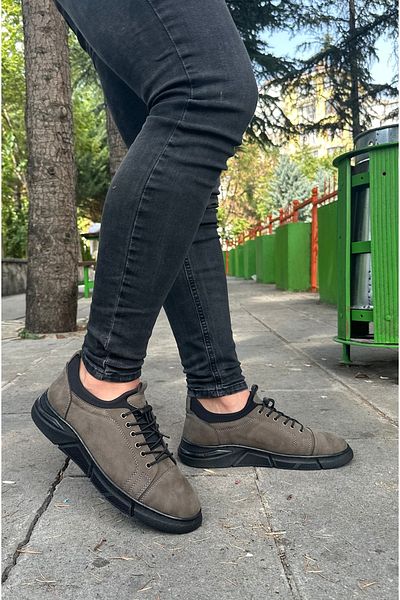 Bonjey Pantofi sport pentru bărbați din piele maro deschis cu cusături