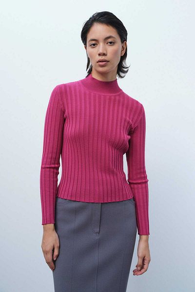 Mısırlı Pulover de damă cu jumătate de gât Dusty Rose