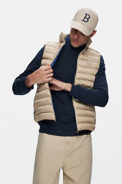 UCLA BLUME Koyu Bej Fermuarlı ve Cepli Polyester Standard Fit Erkek Yelek