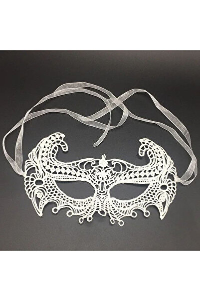 Skygo White Color Lace Cut Lace Embroidered Prom Party Mask No 1