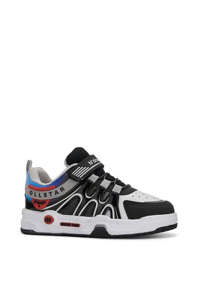 Allyup Pantofi unisex pentru copii - liliac negru, piele lacuita elastica, pantofi sport cu varf oval cu velcro 020