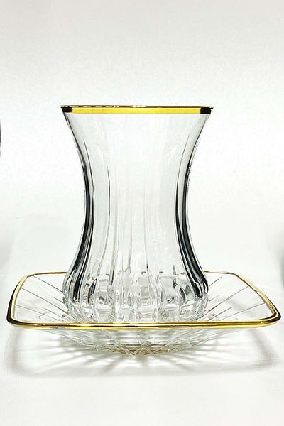 Jenisa 12 Piece Gilded Bakara Decor Cut Tea Set - Custom Made Tea Cup Plate