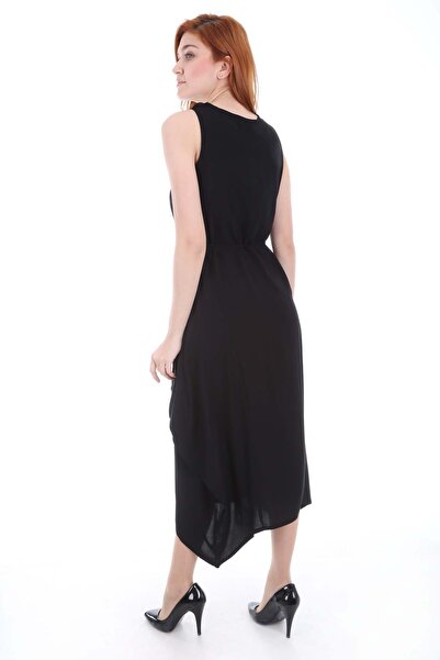 Bigdart 1512 Önü Nakışlı Elbise - Siyah