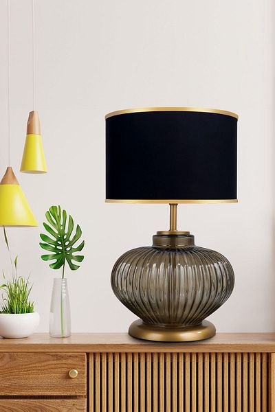 MINIMAL ETICARET VE BILGI TEKNOLOJILERI Black Ellipse Transparent Glass Lampshade