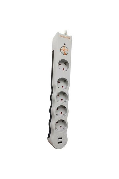 Tunçmatik أ.ك. مقبس 5 Li 2xusb 1050j أبيض 1.5 متر