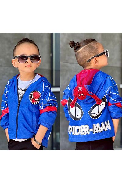 YARENKİDS Băiat cu imprimeu Spiderman - Trenci de ploaie și jachetă căptușită