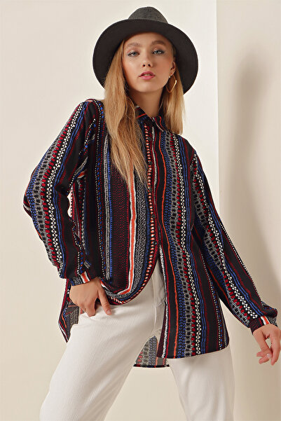 Bigdart 3721 Grafik Desenli Gömlek - D.lacivert